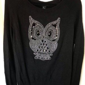 H&M Black knit Sweater With Large Owl